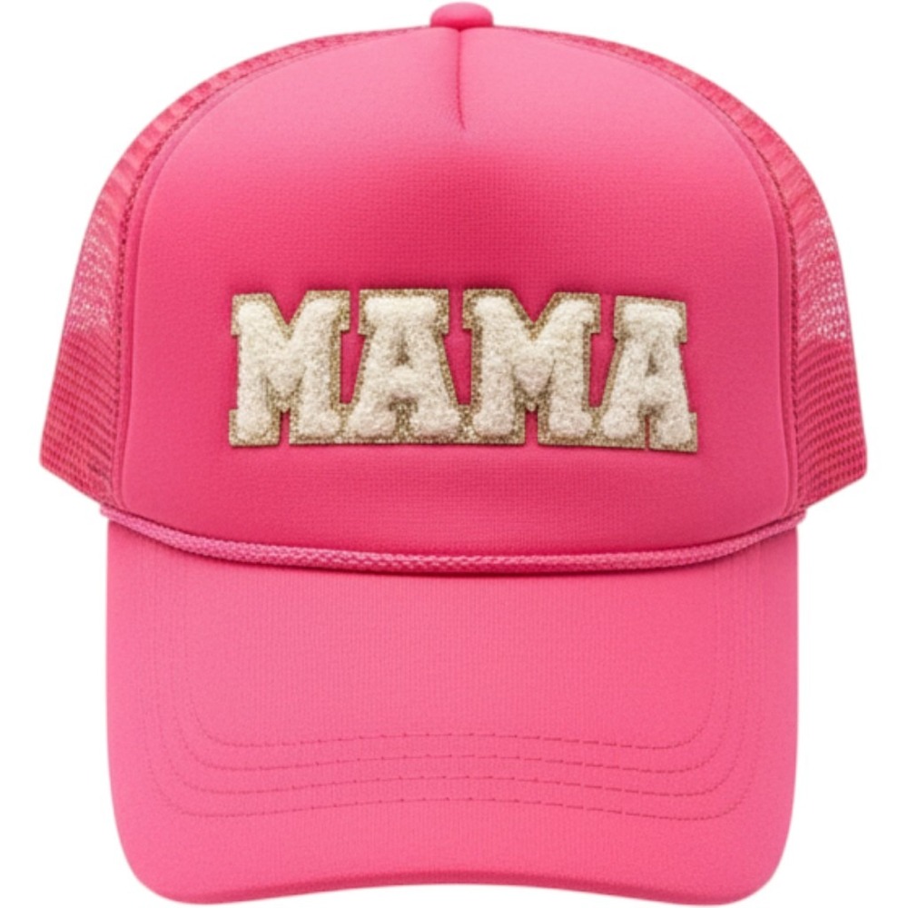 Unbranded Trucker Hat Women OS Hot Pink Mama Chenille Patch Mesh Snapback